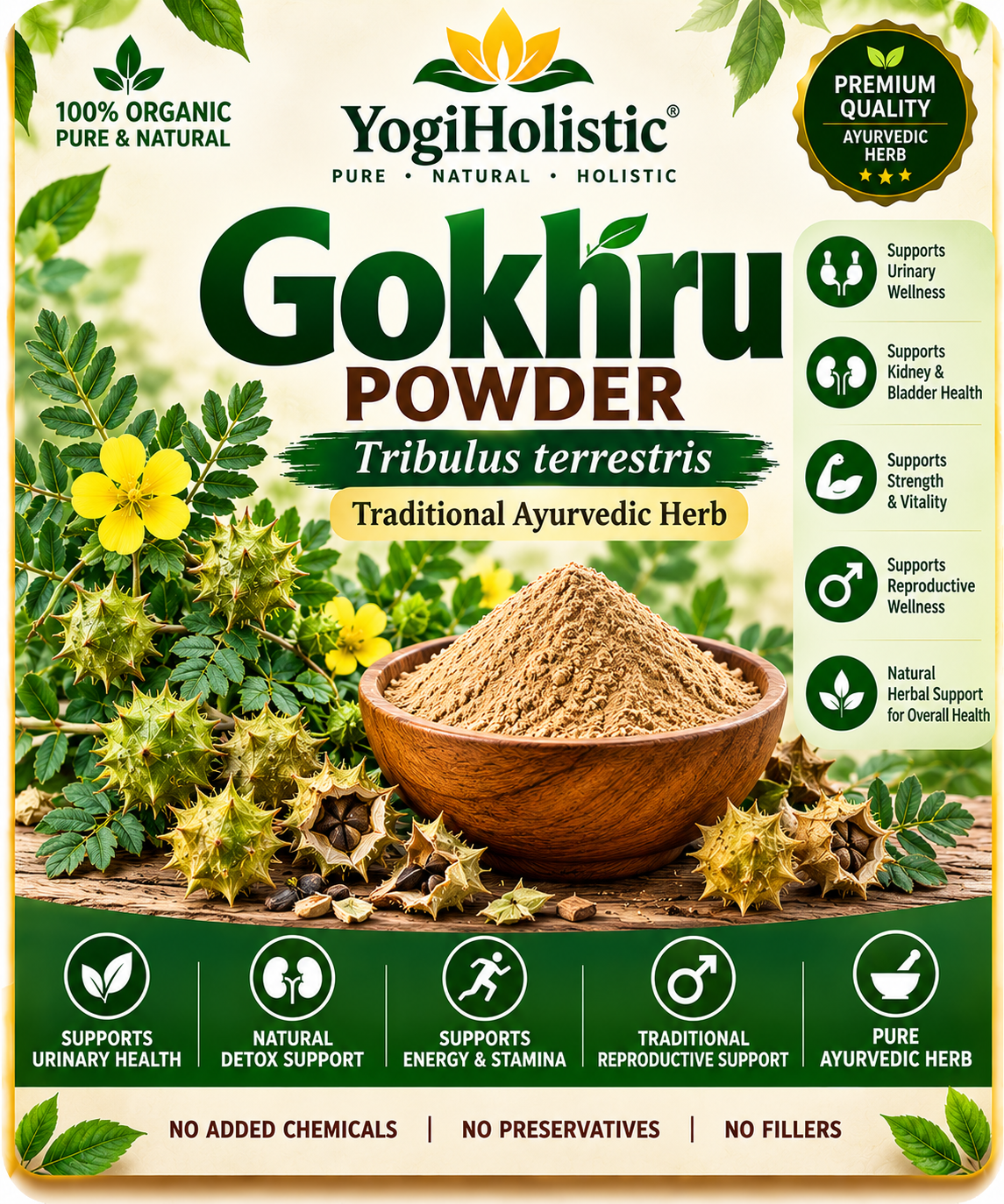 Gokhru or Tribulus terrestris Organic Powder